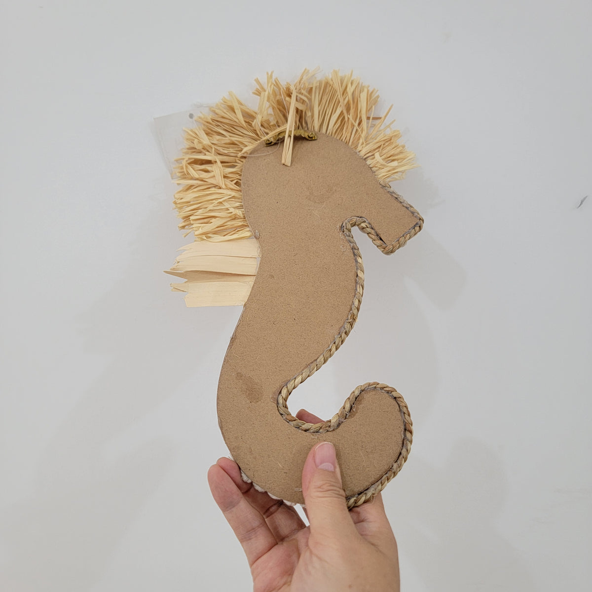 Seashell & Raffia Seahorse Wall Decor - Boho 