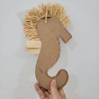 Seashell & Raffia Seahorse Wall Decor - Boho 