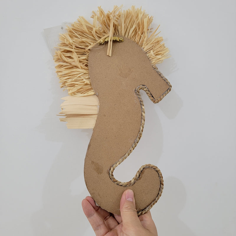 Seashell & Raffia Seahorse Wall Decor - Boho 