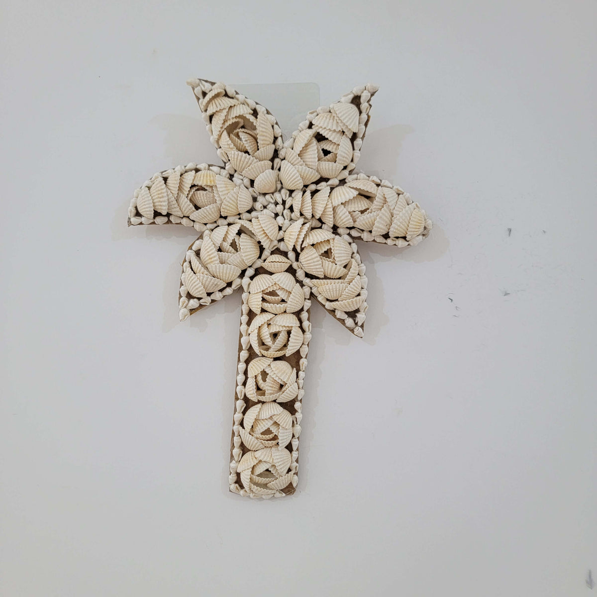 Sea shells coconut palm BOHO shells coconut handwork handcrafted seashell decor palm tree wall art