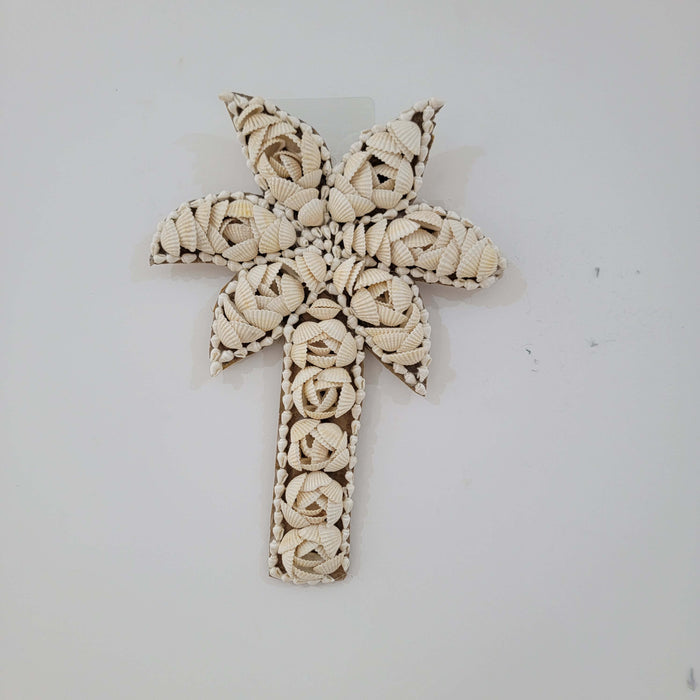 Sea shells coconut palm BOHO shells coconut handwork handcrafted seashell decor palm tree wall art