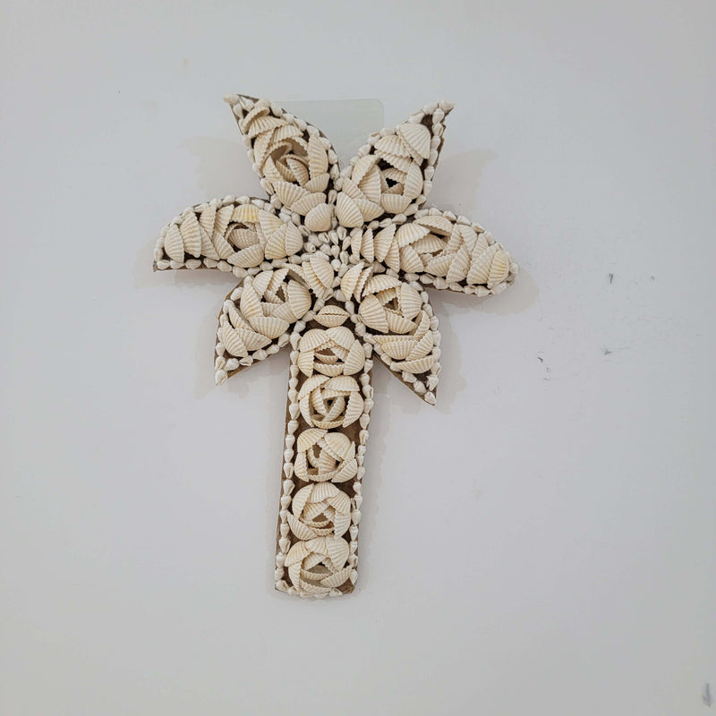 Sea shells coconut palm BOHO shells coconut handwork handcrafted seashell decor palm tree wall art