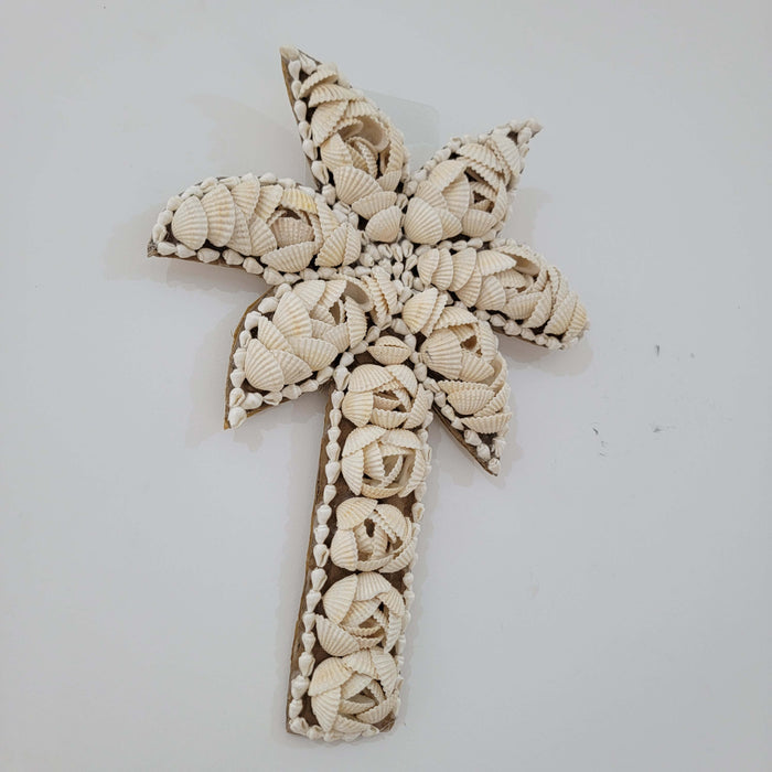 Sea shells coconut palm BOHO shells coconut handwork crafted seashell palm wall decor for coastal home decoration.