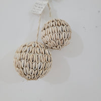 Handcrafted sea shell balls boho Christmas ornament, featuring natural shells in two sizes: 12cm and 10cm.