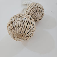 Handcrafted sea shell balls boho Christmas ornament, featuring natural shells in two sizes: 12cm and 10cm.