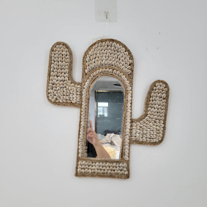 Decorative Mirror wall decoration seashells mirror boho decorative mirror home decoration cactus shape