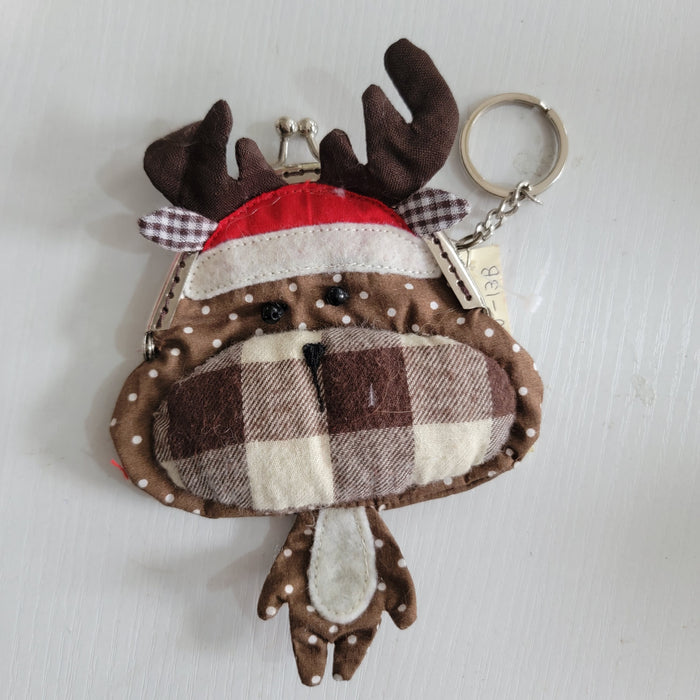 Adorable Kiss - Lock Coin Purse with Keychain CUT DEER CHRISTMAS DEER SHAPE Lock Wallet with Key Ring for Small Essentials CHRISTAS GIFTS GIFT ITEMS