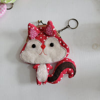 Adorable Kiss - Lock Coin Purse with Keychain CUT FOX SHAPE Lock Wallet with Key Ring for Small Essentials CHRISTAS GIFTS GIFT ITEMS