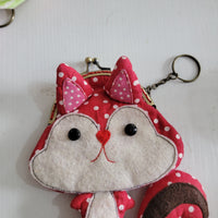 Adorable Kiss - Lock Coin Purse with Keychain CUT FOX SHAPE Lock Wallet with Key Ring for Small Essentials CHRISTAS GIFTS GIFT ITEMS