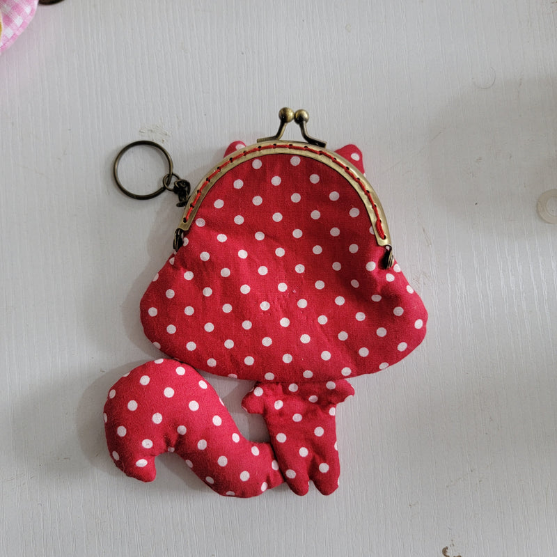 Adorable Kiss - Lock Coin Purse with Keychain CUT FOX SHAPE Lock Wallet with Key Ring for Small Essentials CHRISTAS GIFTS GIFT ITEMS