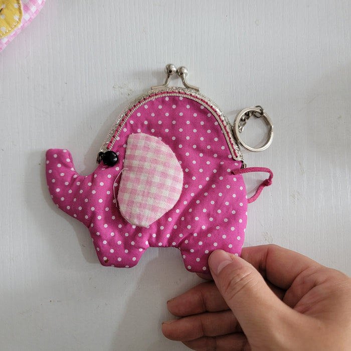 Adorable Kiss - Lock Coin Purse with Keychain CUT elephant BIRD SHAPE Lock Wallet with Key Ring for Small Essential GIFTS GIFT ITEMS