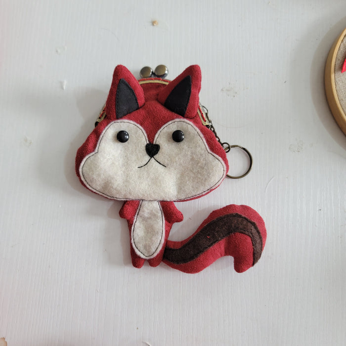 Adorable Kiss - Lock Coin Purse with Keychain CUT FOX SHAPE Lock Wallet with Key Ring for Small Essentials CHRISTAS GIFTS GIFT ITEMS