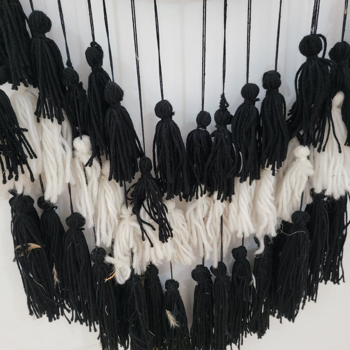 Halloween decoration HUGE BIG black DREAMCATCHER with tassels laces wall decoration handmade Halloween decoration