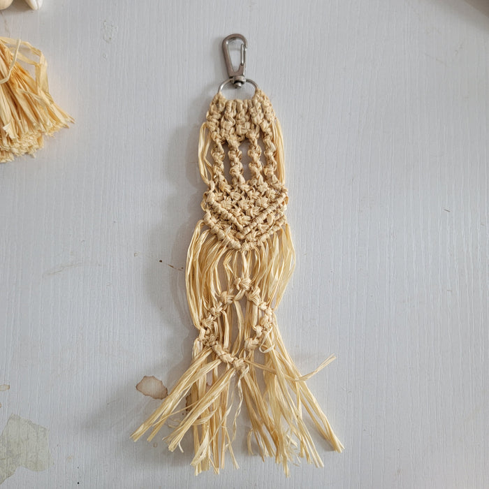 Handmade Boho Macrame Keychain - Natural Fiber Tassel Keyring for Bag Decoration bohemian bag charm handwoven key accessory eco-friendly keychain artisan keychains unique gifts 3PCS/PACKET
