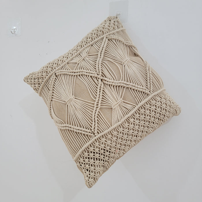 Handmade Macrame Throw Pillow - Boho Decorative Cushion for Home Decoration cotton yarns by handwork