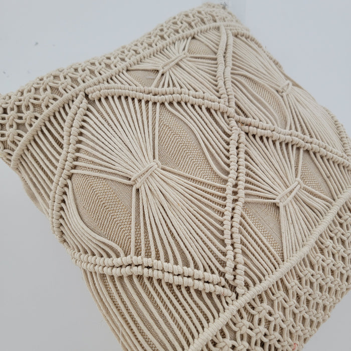 Handmade Macrame Throw Pillow - Boho Decorative Cushion for Home Decoration cotton yarns by handwork