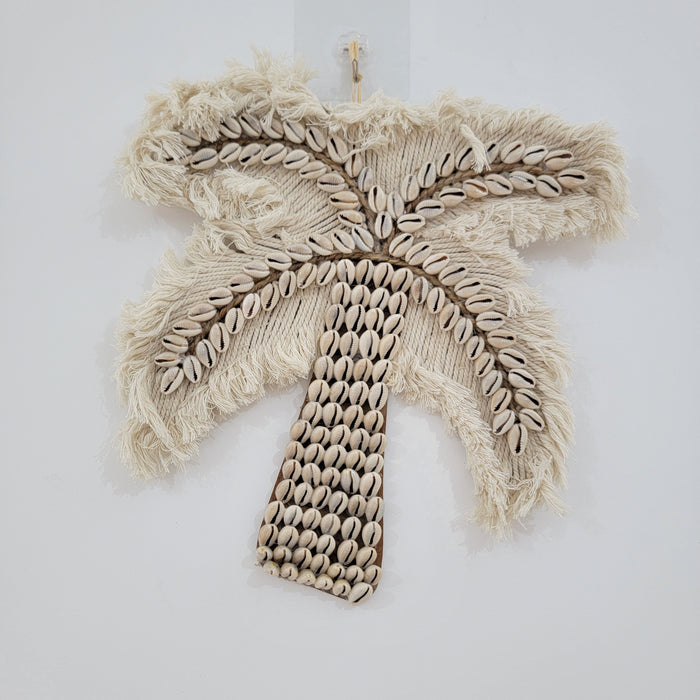 Handmade Cowrie Shell Palm Tree Wall Hanging | Boho Macramé Coastal Decor Boho Palm Tree Wall Art | Handcrafted Cowrie Shell & Macramé DesignCoastal Cowrie Shell Palm Decor | Handmade Macramé Wall Hanging