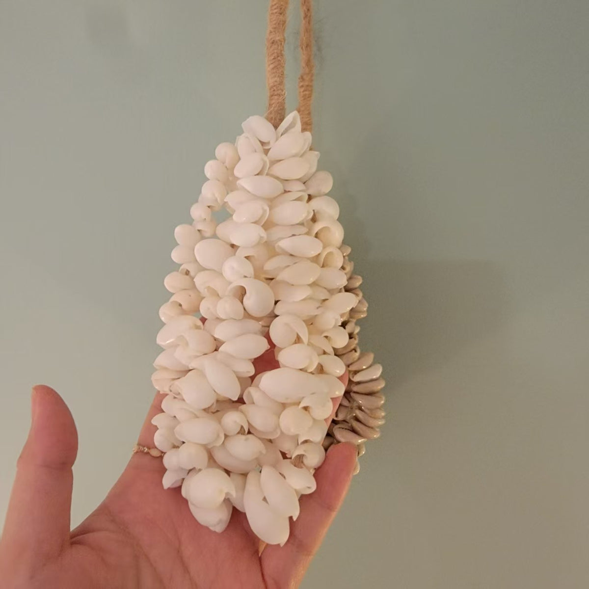Handmade Cowrie Shell Tassel Wall Hanging | Neutral Boho Coastal Decor