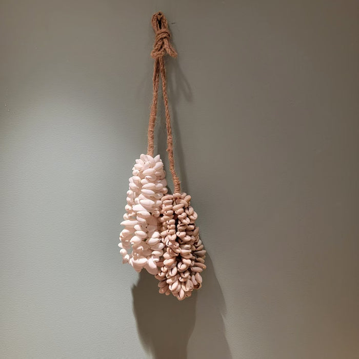 Handmade Cowrie Shell Tassel Wall Hanging | Neutral Boho Coastal Decor