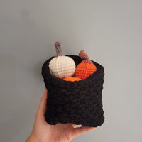 1set miniatures hand crocheted halloween pumpkin set with black box ghost decorative Item pumpkin design style halloween decorations