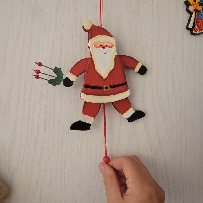 christmas ornament gift items Vintage JUMPING JACKET SANTA “Xmas SANTA HANGER Ornament Christmas Decoration