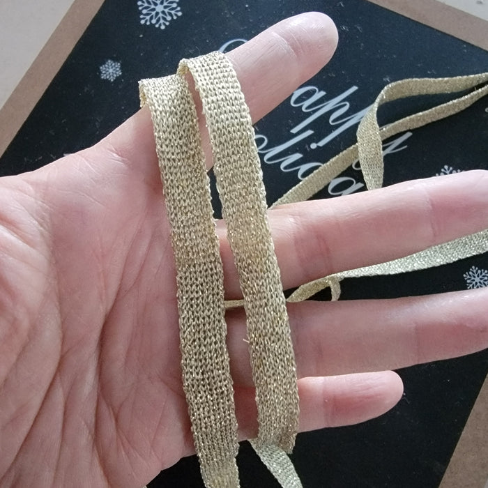 10meters Gold glitter knitted ribbon 10mm Braided Lace Wedding DIY Clothes Craft Accessories