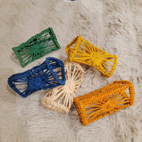 4pcs/packet Elevate Your Tabletop Hand-Braided Raffia Sunburst Tissue Ring Chic Handmade Boho Tissue Decor