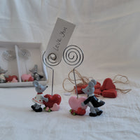 Cute Bride & Groom Mouse Heart Note Holders — Whimsical Desk Decor & Romantic Gift