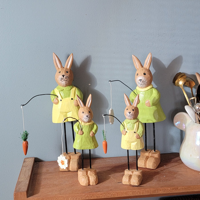 2designs 2sizes X1=4pcs/set Hand-Carved Easter Bunny Standing Decoration Carved Bunny Happy Easter Easter decoration