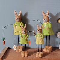 2designs 2sizes X1=4pcs/set Hand-Carved Easter Bunny Standing Decoration Carved Bunny Happy Easter Easter decoration