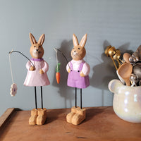 2designs 2sizes X1=4pcs/set Hand-Carved Easter Bunny Standing Decoration Carved Bunny Happy Easter Easter decoration