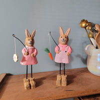 2designs 2sizes X1=4pcs/set Hand-Carved Easter Bunny Standing Decoration Carved Bunny Happy Easter Easter decoration
