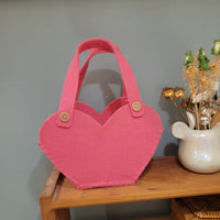 Cute Heart-Shaped Non-Woven Fabric Storage Handbag - Adorable Portable Organizer for Small Essentials