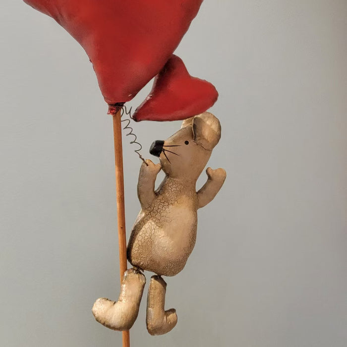 Valentine's Day hearts with mouse pick Valentine's Decoration Figurines Valentine's Day Decor