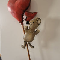 Valentine's Day hearts with mouse pick Valentine's Decoration Figurines Valentine's Day Decor