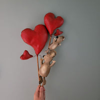 Valentine's Day hearts with mouse pick Valentine's Decoration Figurines Valentine's Day Decor