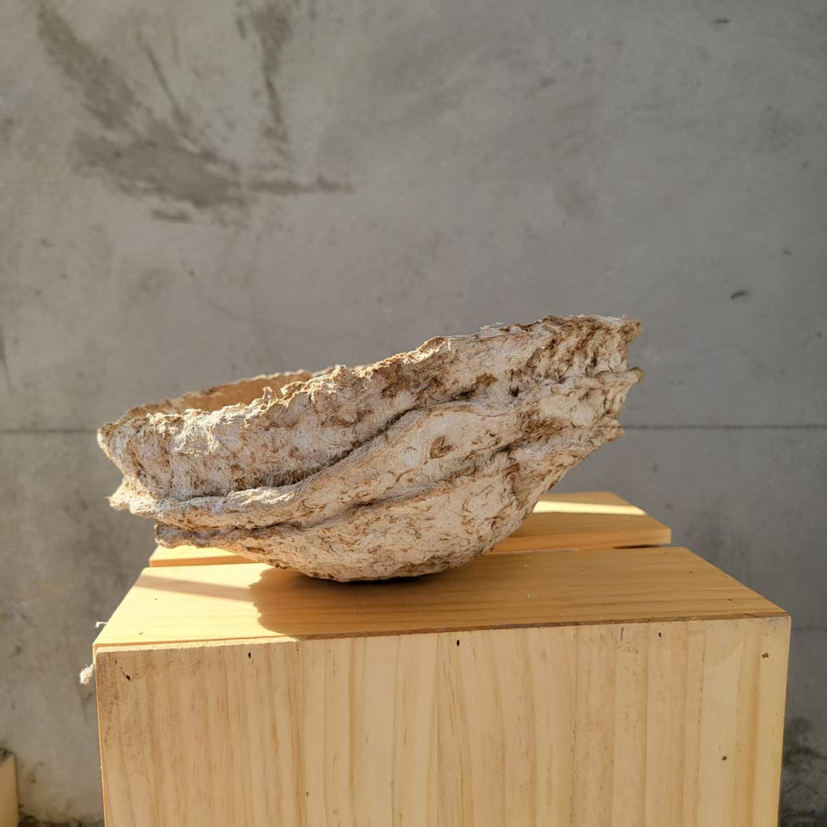 Handcrafted Paper Mache Bowl Recycled Paper Waste, sand Color