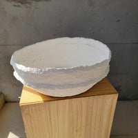 Handcrafted Paper Mache Bowl Recycled Paper Waste, white Color