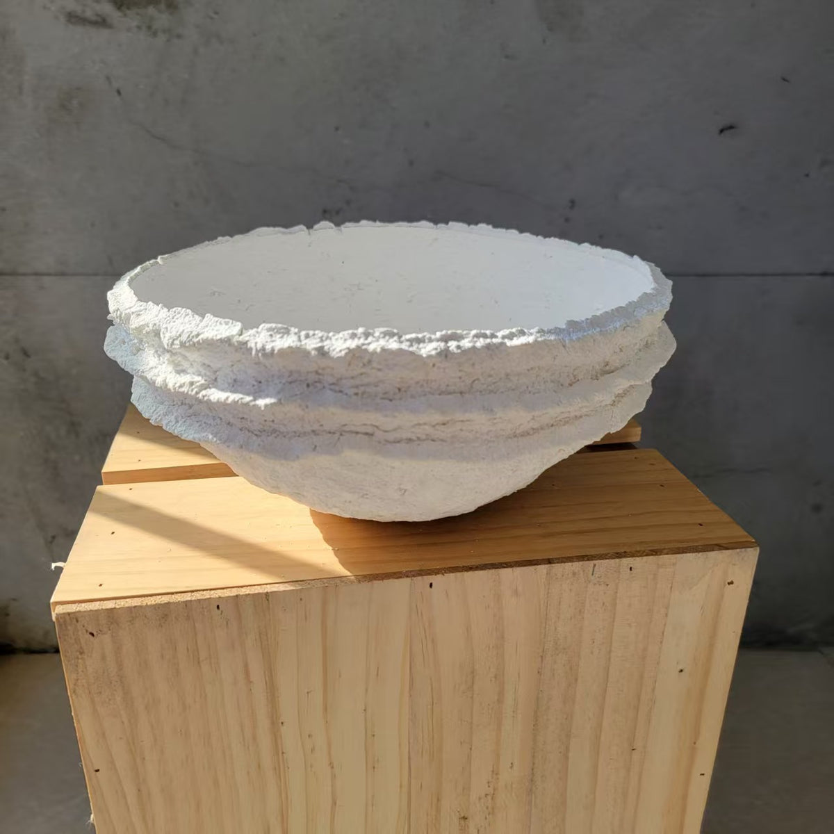 Handcrafted Paper Mache Bowl Recycled Paper Waste, white Color