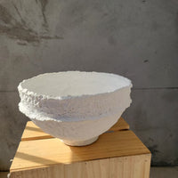 Handcrafted Paper Mache Bowl Recycled Paper Waste, white Color