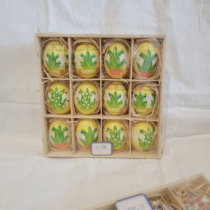 Hand-Painted Real Eggs Vintage Artisan Easter Ornaments Spring Greenery Collection