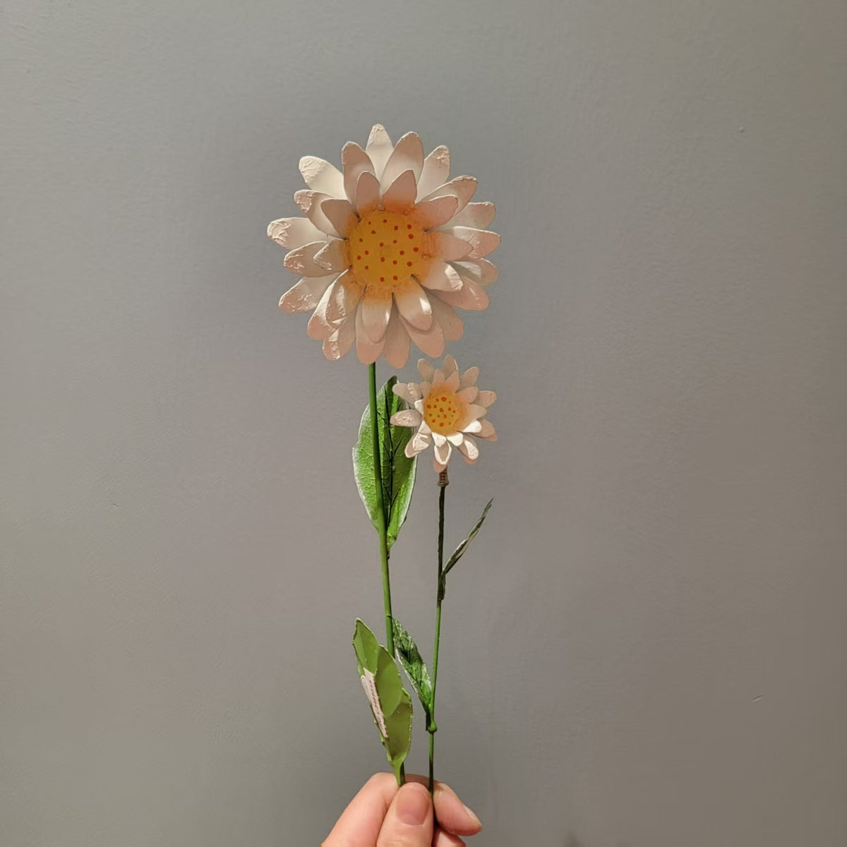 Minor imperfections Artisan Handcrafted Iron Sunflower Stakes - Rustic Yellow Metal Garden Art for Outdoor Living