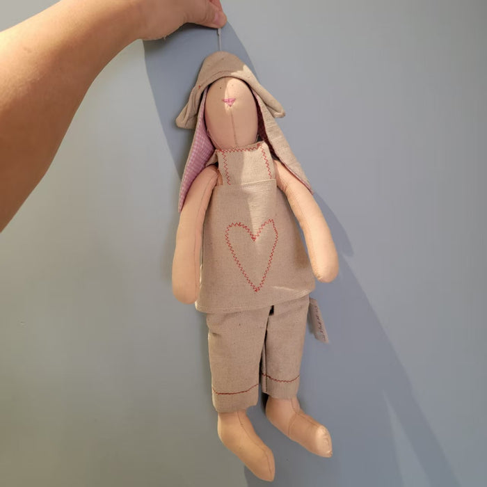 Natural Linen Rabbit Plush Toy – Hand-Stitched Keepsake for Baby Showers & Easter