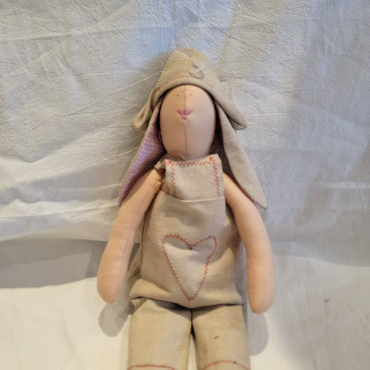 Natural Linen Rabbit Plush Toy – Hand-Stitched Keepsake for Baby Showers & Easter