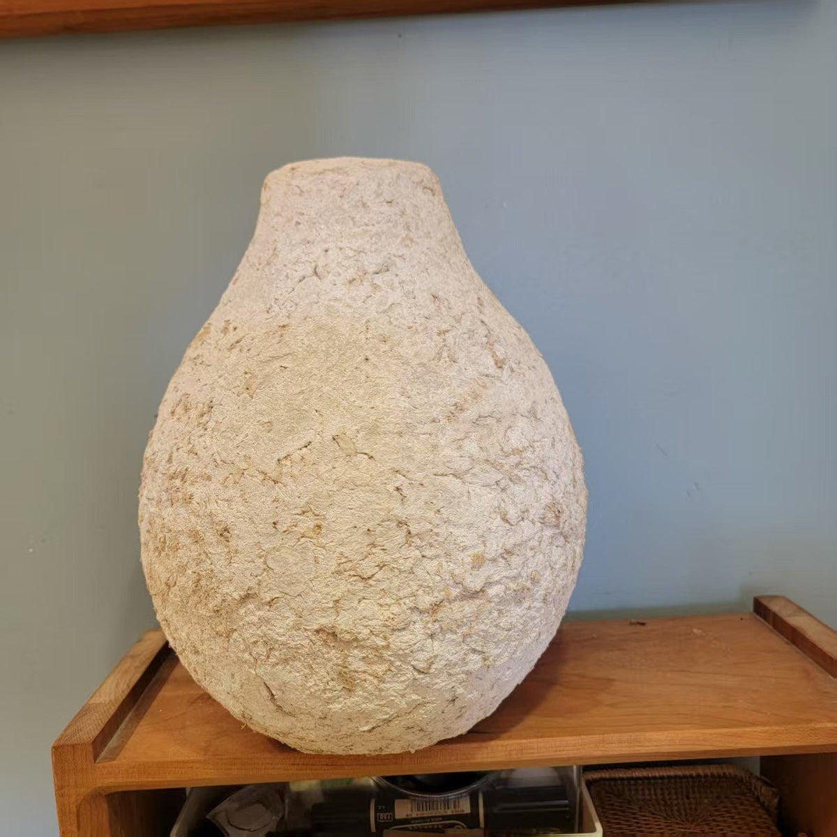 Handmade Textured Paper Mache Vase Boho Minimalist Tabletop Accent