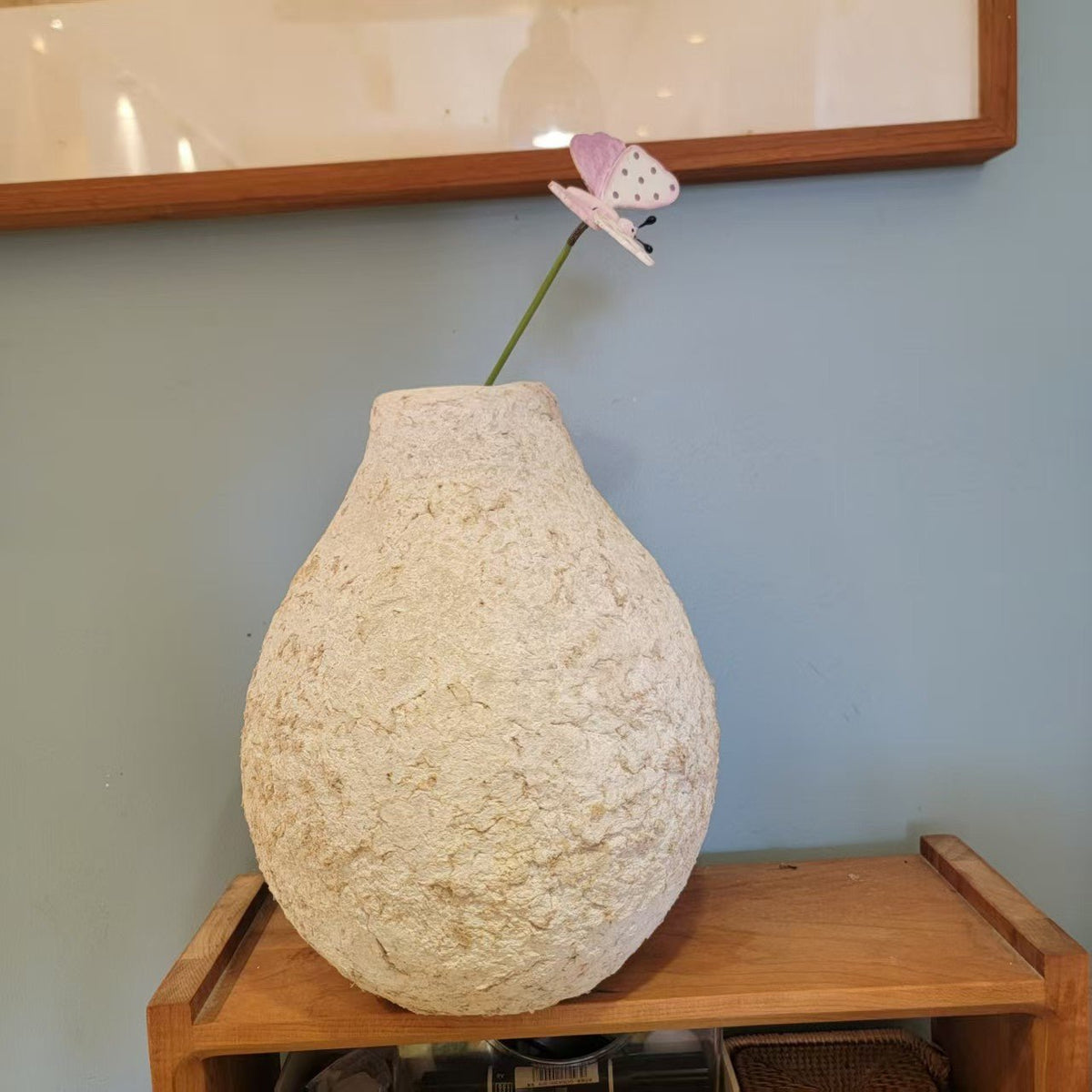 Handmade Textured Paper Mache Vase Boho Minimalist Tabletop Accent