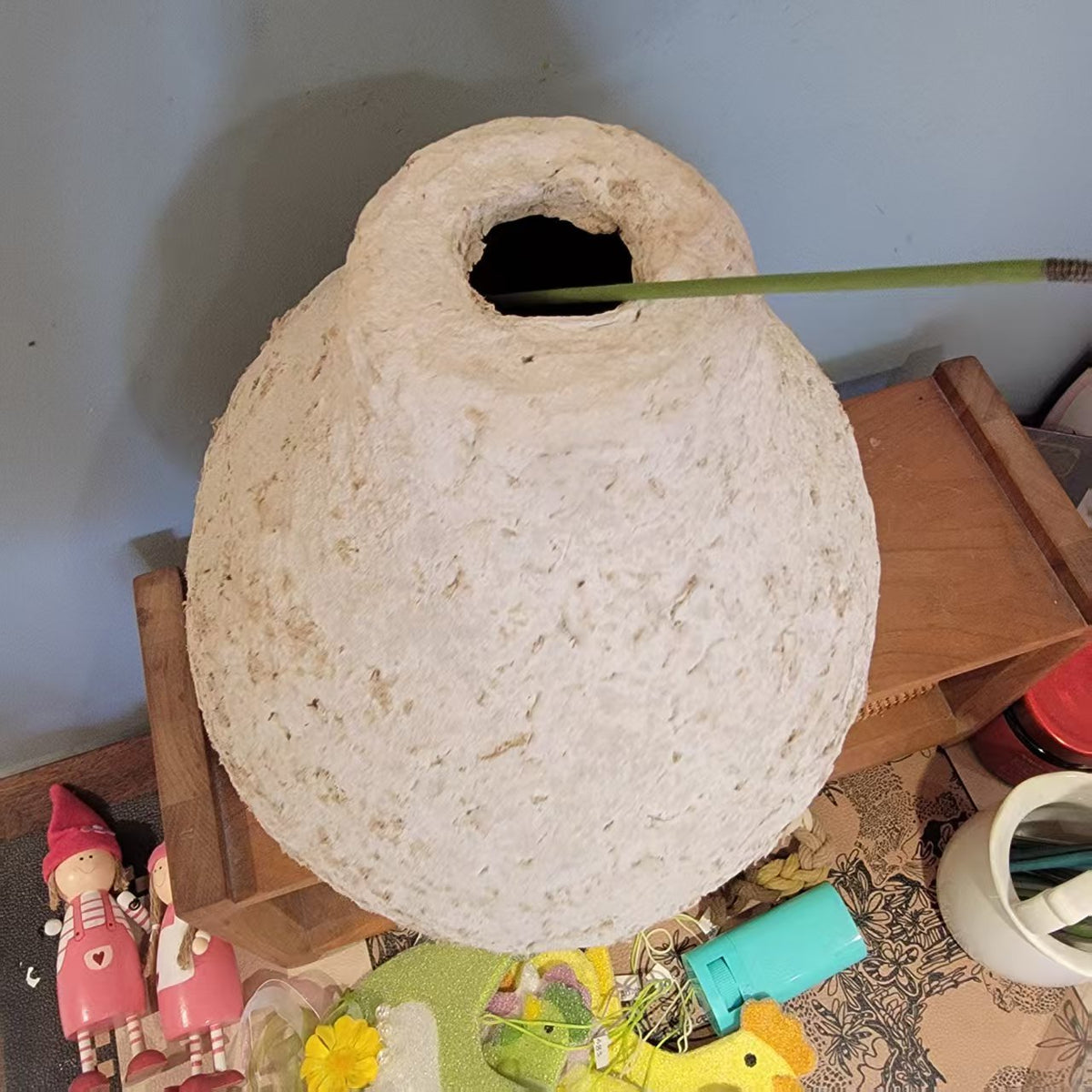 Handmade Textured Paper Mache Vase Boho Minimalist Tabletop Accent