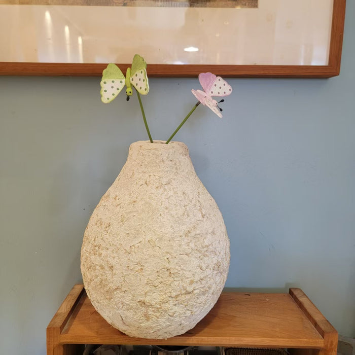 Handmade Textured Paper Mache Vase Boho Minimalist Tabletop Accent