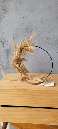 Handmade Dried Flower Hoop Table Centerpiece, Boho Bunny Tail Grass Floral Standing Wreath, Rustic Autumn Table Decor