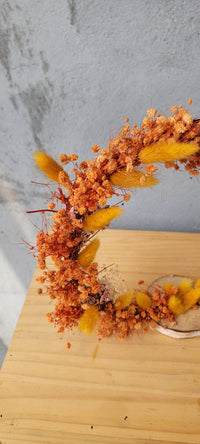 Handmade Dried Flower Hoop Table Centerpiece, Boho Bunny Tail Grass Floral Standing Wreath, Rustic Autumn Table Decor